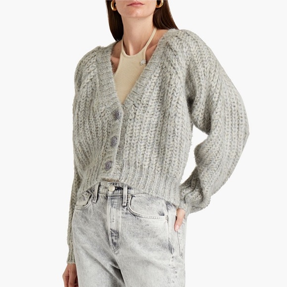 REMAIN BIRGER CHRISTENSEN Luna Cable-Knit Cardigan in Pearl Blue - Picture 1 of 14